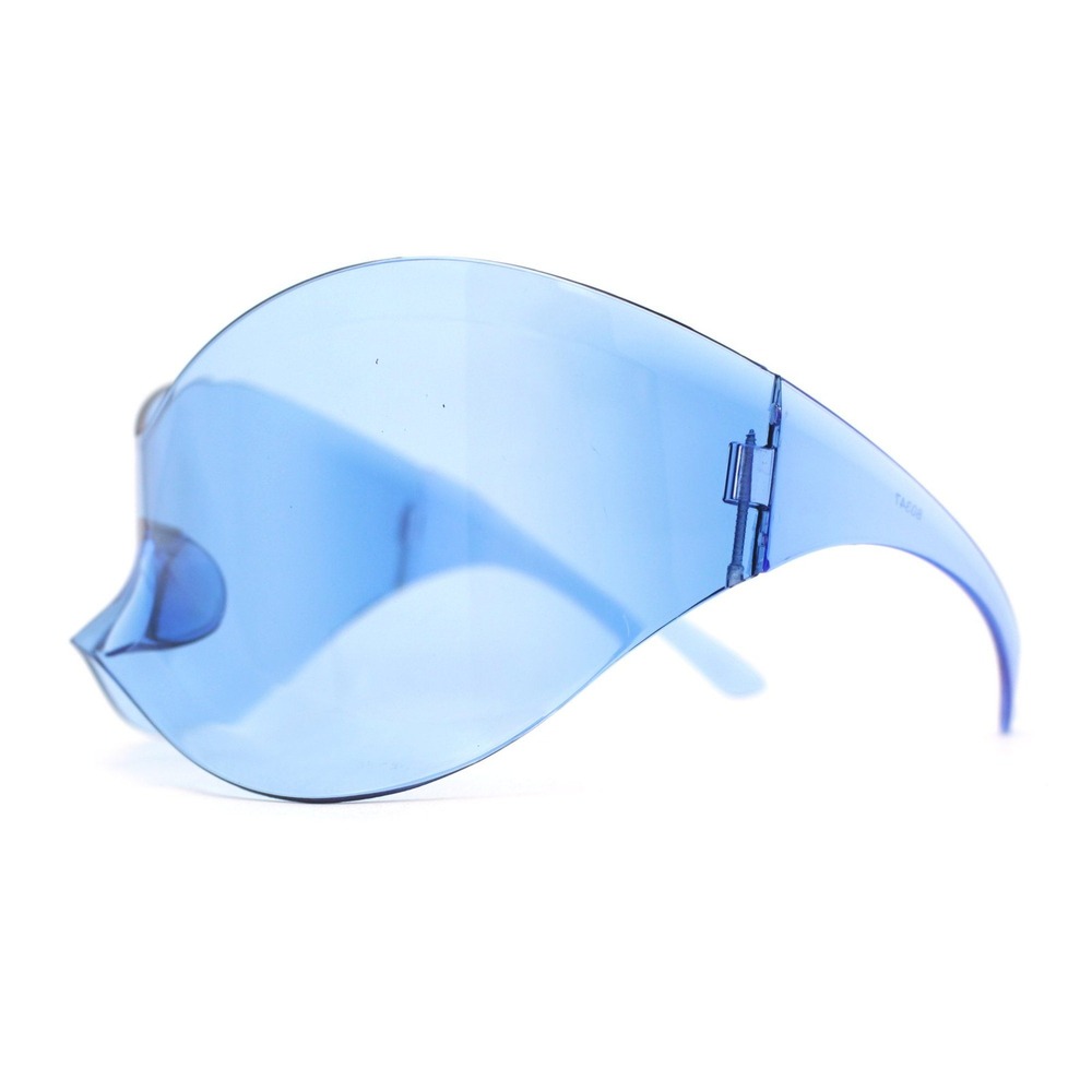 Women Sunglasses Fashion Blue Lens Shield Retro Running Party Shades Miami Beach